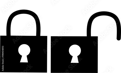 Two Padlocks, One Locked and One Unlocked, Representing Security and Access