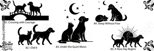 Black silhouette cats and crescent moons a whimsical night-time collection