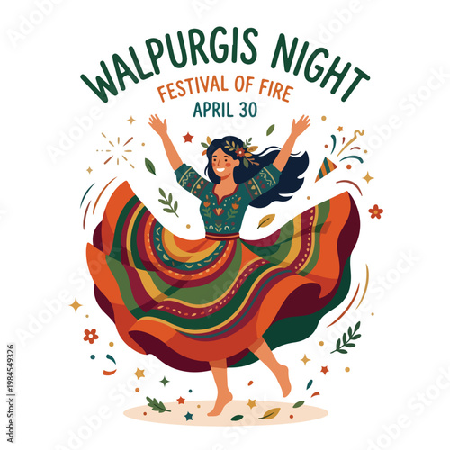 Vector of a woman celebrating Walpurgis Night 2