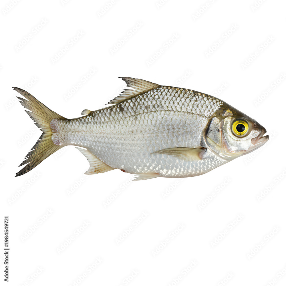 Fototapeta premium Silver bream fish with scales isolated on transparent background