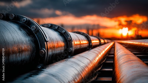 Pipeline networks: silent witnesses to the world's energy dilemma. Glam lookbook. Golden dunes and endless pipelines: the color of energy consumption. Stylish concept. Glamorous lifestyle.