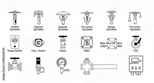 Collection of electrical components and symbols in a sketch style.