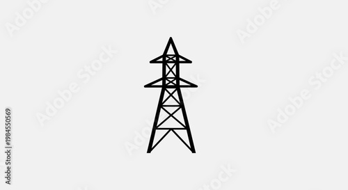 Minimalistic illustration of a transmission tower silhouette on a white background