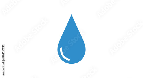A stylized illustration of a water droplet, a symbol of hydration and purity