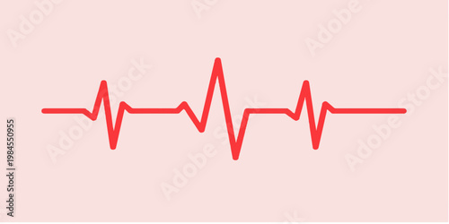 A vibrant red heart beat cardiogram and pulse monitor graph displaying a healthy medical wave on a cardiology electrocardiogram ekg line for healthcare life