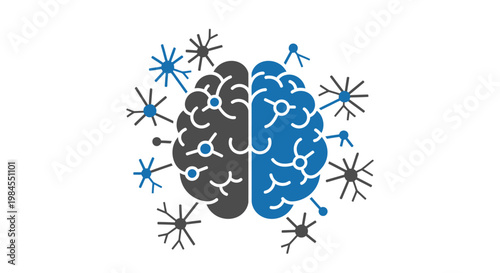 Conceptual illustration depicting cognitive processes, neural networks and human brain function