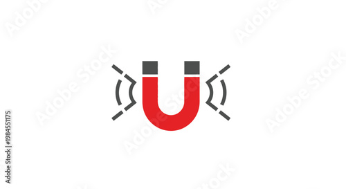 Illustration of a magnetic force represented by a stylized red and grey horseshoe magnet