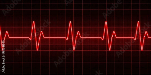 blue medical monitor displaying a green electrocardiogram wave with a steady pulse rate and hospital cardiology ekg heartbeat line on a health graph illustration representing life and healthcare
