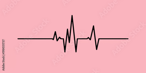 Vector illustration of a heart with a heartbeat cardiogram line showing pulse and medical health concept