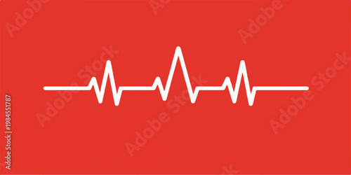 Red heartbeat pulse wave forming a symbolic heart shape on a medical EKG monitor graph for cardiology healthcare illustration