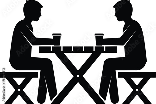 Chess match silhouette two players engaged in strategic gameplay outdoors