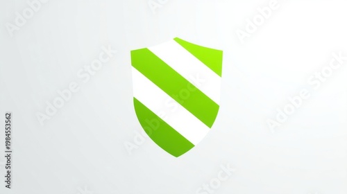 A green and white striped shield icon on a light gray gradient background, modern and secure.