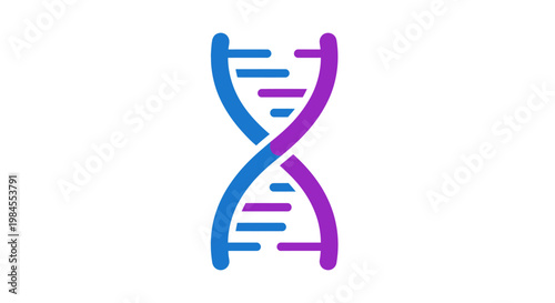 Illustration of a DNA helix in vibrant colors isolated on a plain white backdrop