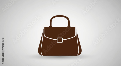 Minimalist illustration of a brown handbag with a handle on a gradient background