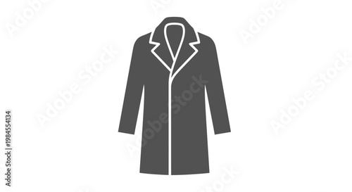 Minimalist monochrome illustration of a classic overcoat design for fashion purposes