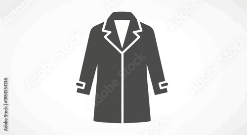 Minimalist Illustration of an Overcoat: Simple, Clean Design with White Outline
