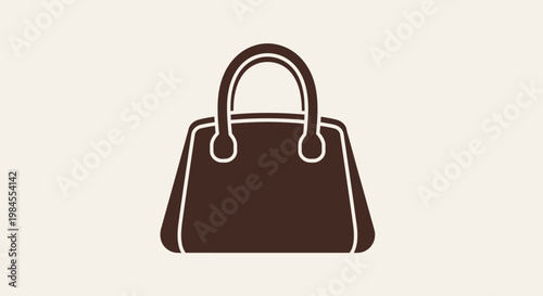 Minimalist Silhouette of a Stylish Handbag Against a Neutral Background for Design