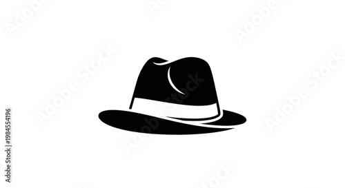 Silhouette of a Fedora Hat Isolated on White Background for Elegant or Vintage Design