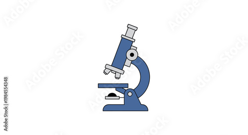 Illustrated Microscope on White Background Depicting Science, Research, and Discovery