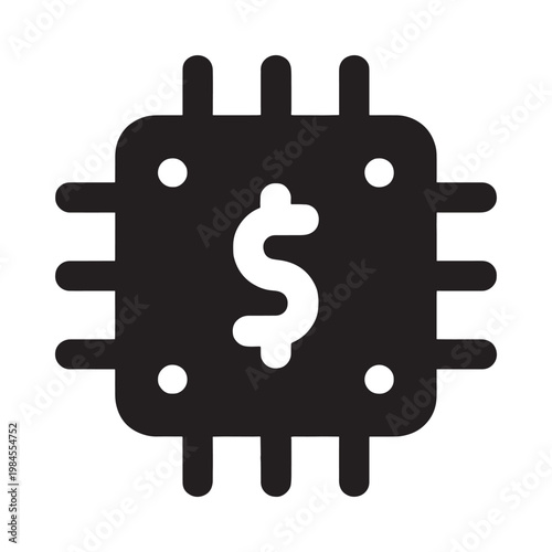 Finance Chip Icon Graphic in Black and White