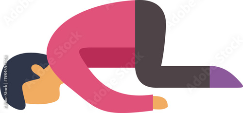 Person performing a spiritual prayer in traditional religious prostration, symbolizing devotion