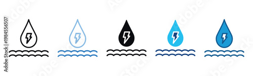 Hydropower Icon Set Multiple Style Of