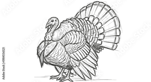 Turkey bird line art illustration