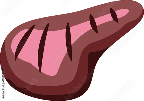 Grilled steak or pan fried meat illustrating food or cooking concept