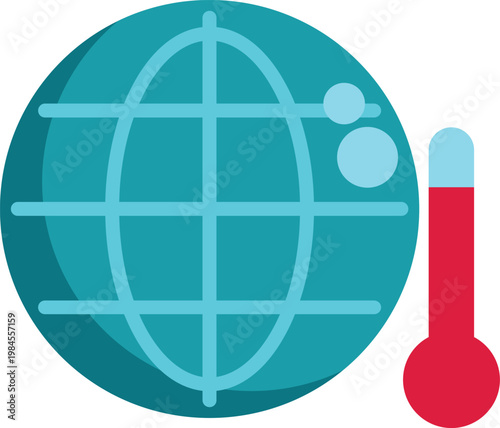 Planet earth with a thermometer indicating rising temperature, symbolizing climate change