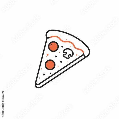 Pizza Slice Line Icon for Fast Food and Italian Cuisine