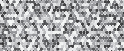 Gray, black, white beehive background. Honeycomb, bees hive cells pattern. Bee honey shapes. Vector geometric seamless texture symbol. Hexagon, hexagonal raster, mosaic cell sign or icon.
