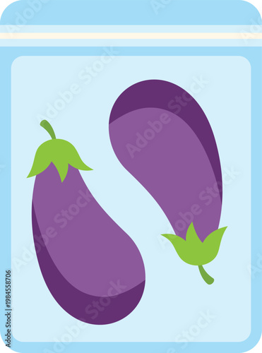 Eggplants storing inside a clear plastic zip lock bag