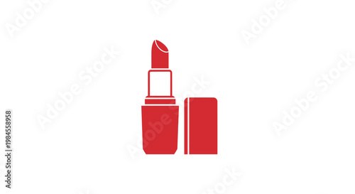 Minimalist red lipstick graphic on white background, beauty and makeup concept design