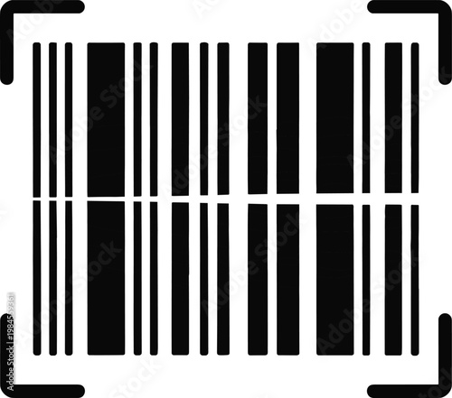 Bar code on black, icon, symbol