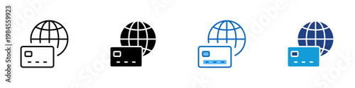 Foto International Card Payment Multiple Style Icon Design Vector - Credit card with