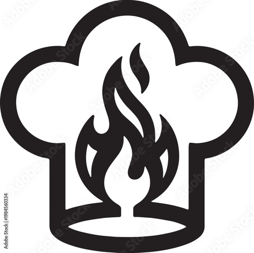 6Chef hat with flame icon silhouette vector illustration cooking symbol