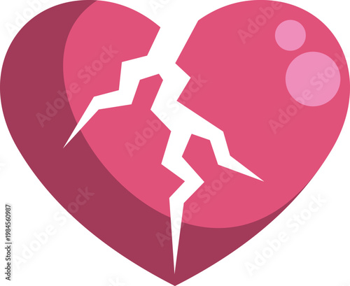 Broken heart icon symbolizing loss, grief, and separation on a white background