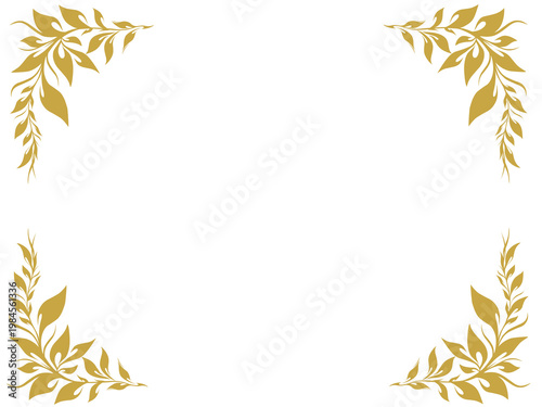Luxury Gold Floral Corner Border Isolated Transparent Background Elegant Botanical Frame PNG