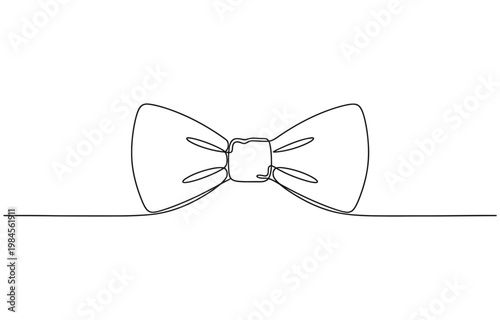Single line drawing of a classic bow tie accessory with line art white background clothing accessory fashion hand drawn neckwear clothing gentleman minimalist decoration
