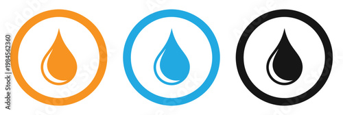 Colorful water drop icons in circles vector illustration