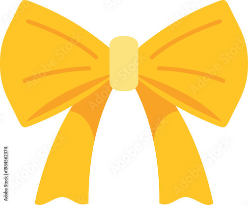 Yellow ribbon bow adorning a gift or package representing celebration and joy