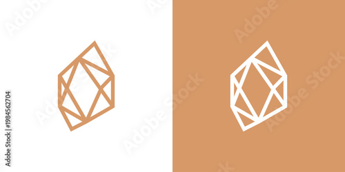 Dual meaning logo combining abstract gem elements, symbolizing value, clarity, brilliance, luxury, and refined quality within a modern and elegant visual identity.