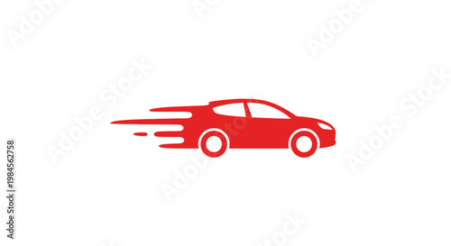 Red car emblem symbolizing swift transportation, speed, and efficient mobility concept.