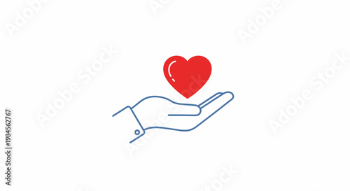 A symbolic hand gently cupping a vibrant red heart representing love and care
