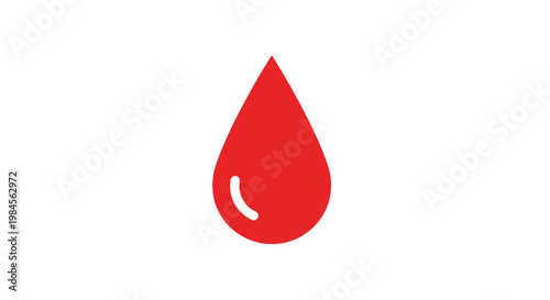 Minimalist Illustration of a Red Blood Drop Icon on a White Background for Medical Concepts