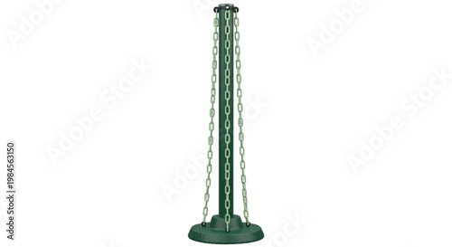Vector illustration of green plastic stanchion post with chains on a transparent background