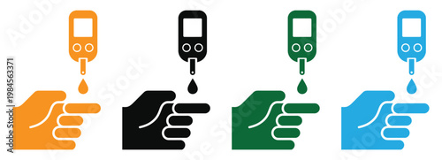 Blood glucose meter icons in different colors vector illustration