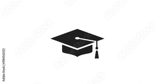 Graduation cap icon with tassel, minimalist design on white background for academic themes