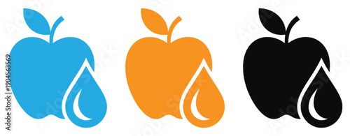 Colorful apple icons with water drop symbol vector illustration