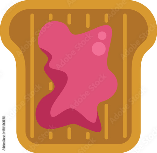 Toast with berry jam spread on a slice of bread for breakfast or snack